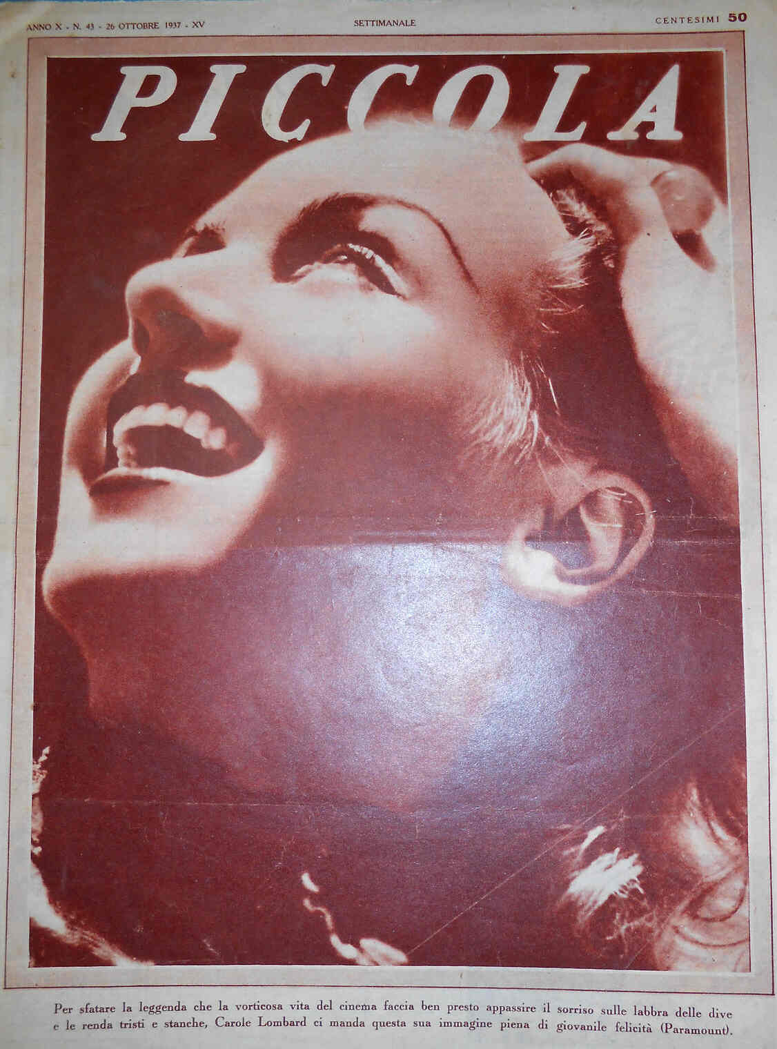 PICCOLA magazine side cover Issue 43 26 October 1937