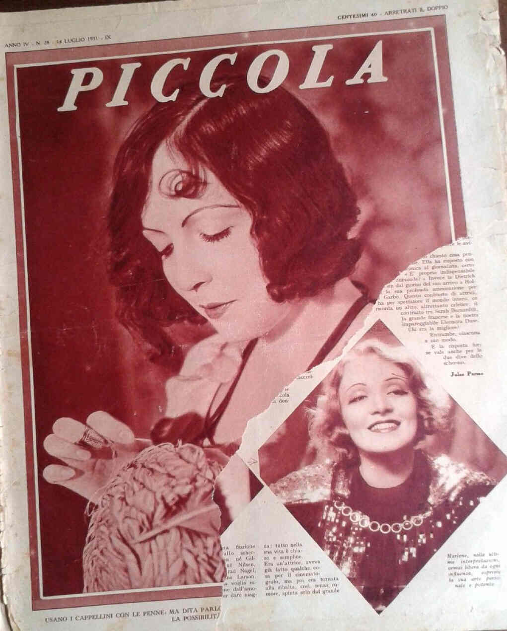 PICCOLA magazine side cover Issue 28 14 July 1931