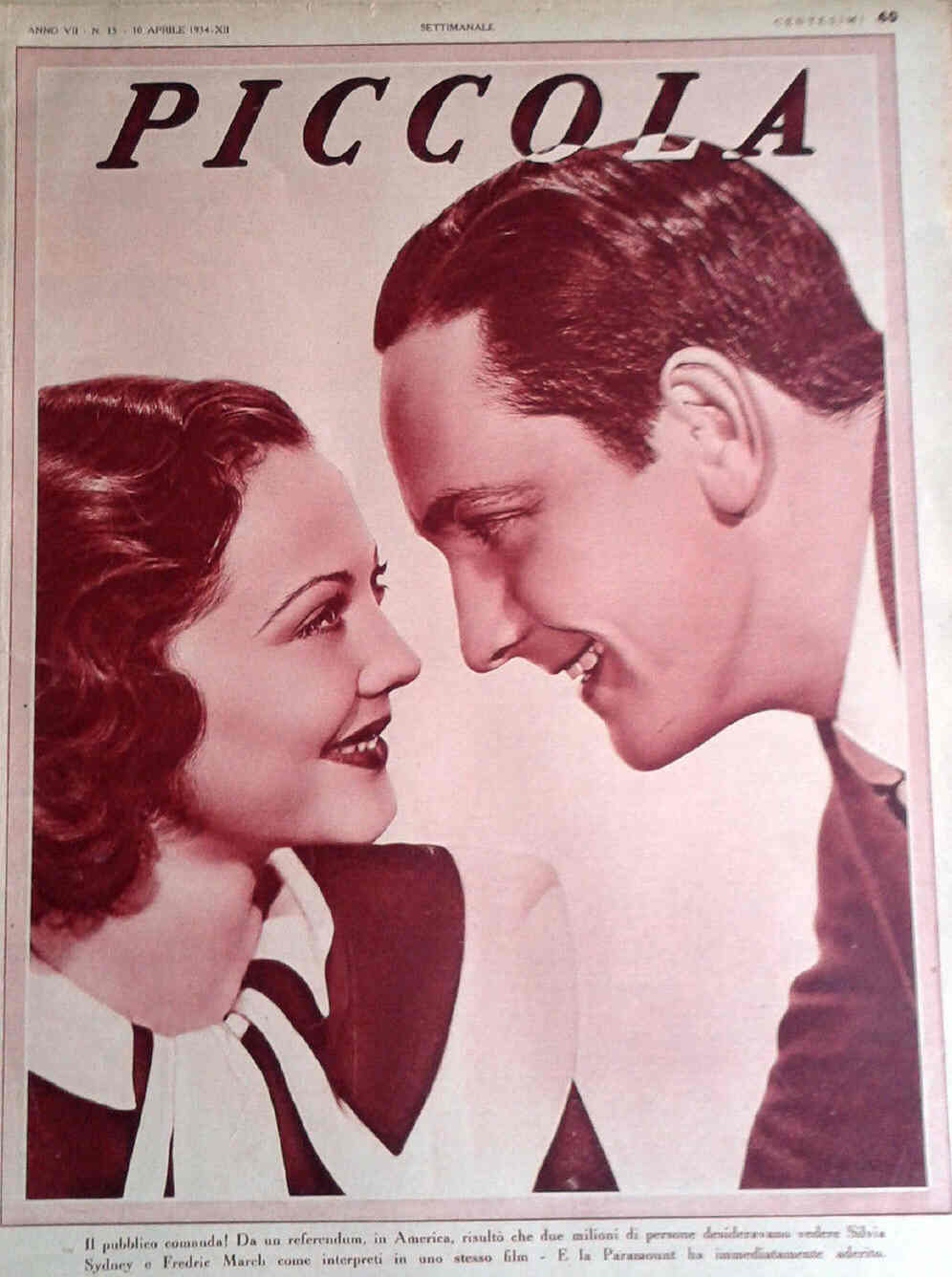 PICCOLA magazine side cover Issue 15 10 April 1934