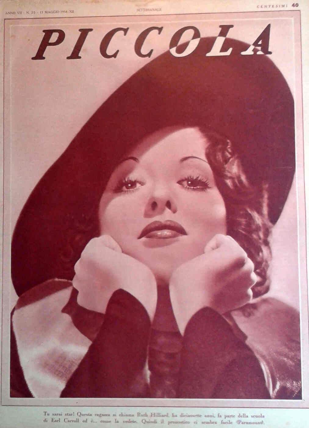 PICCOLA magazine side cover Issue 20 13 May 1934