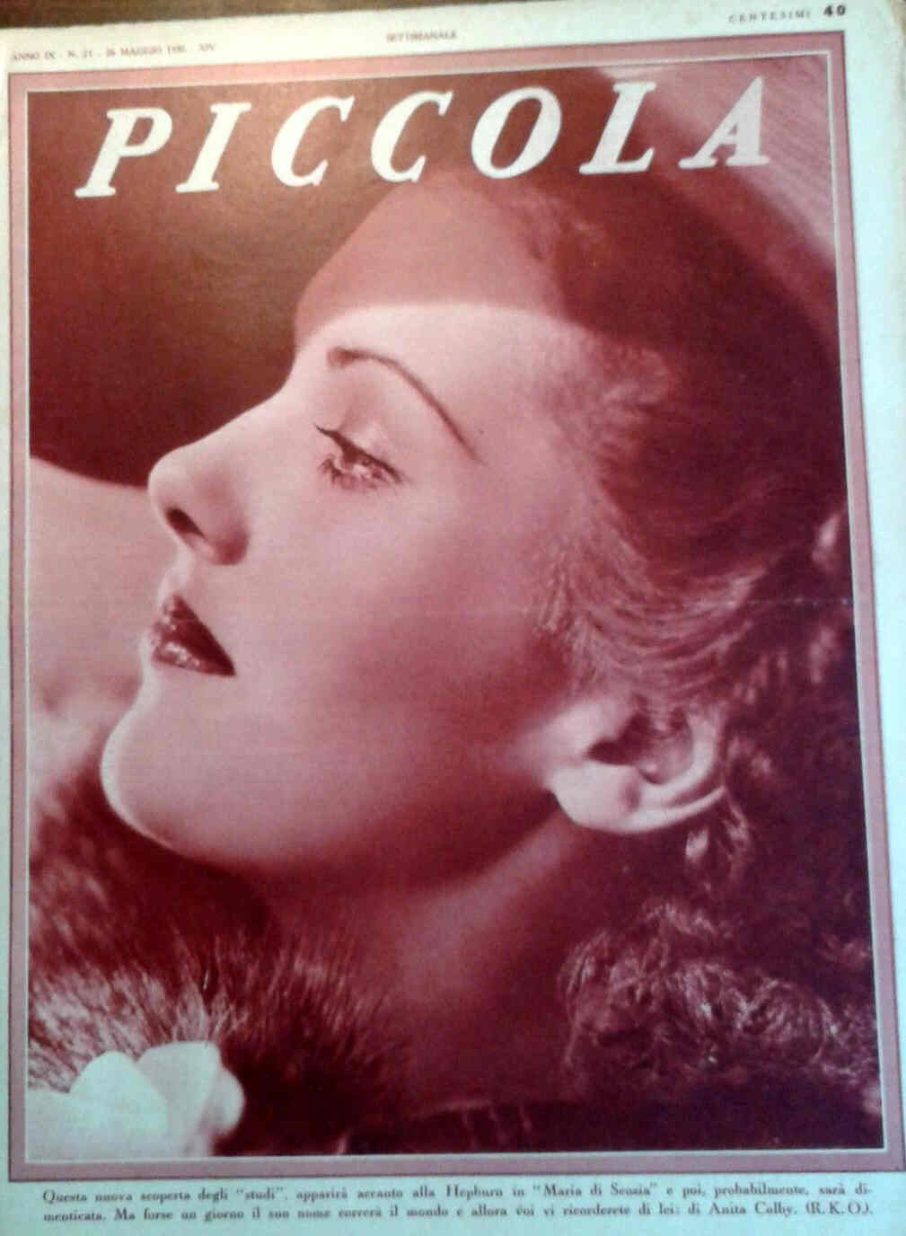 PICCOLA magazine side cover Issue 21 26 May 1936