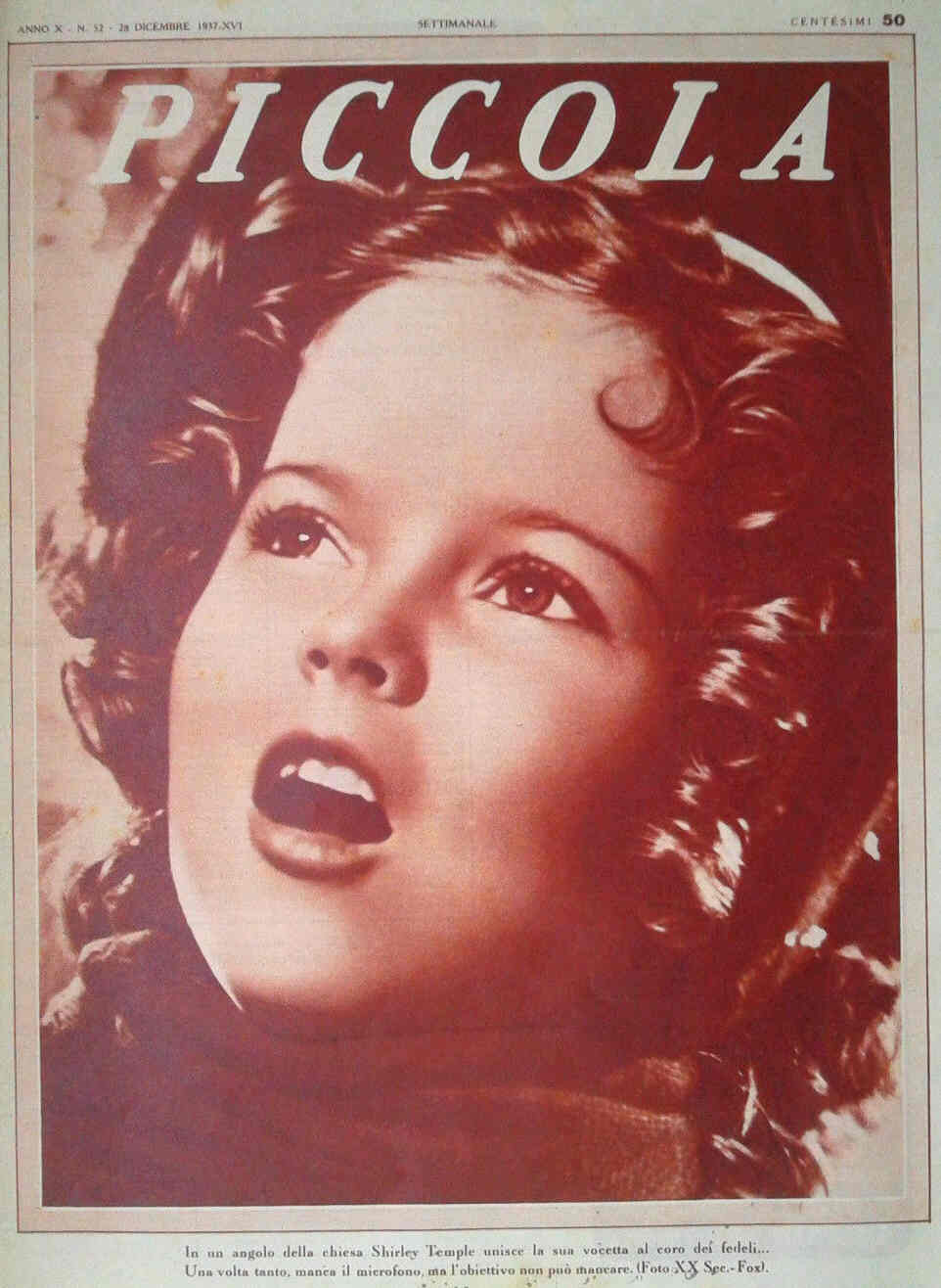 PICCOLA magazine side cover Issue 52 28 December 1937