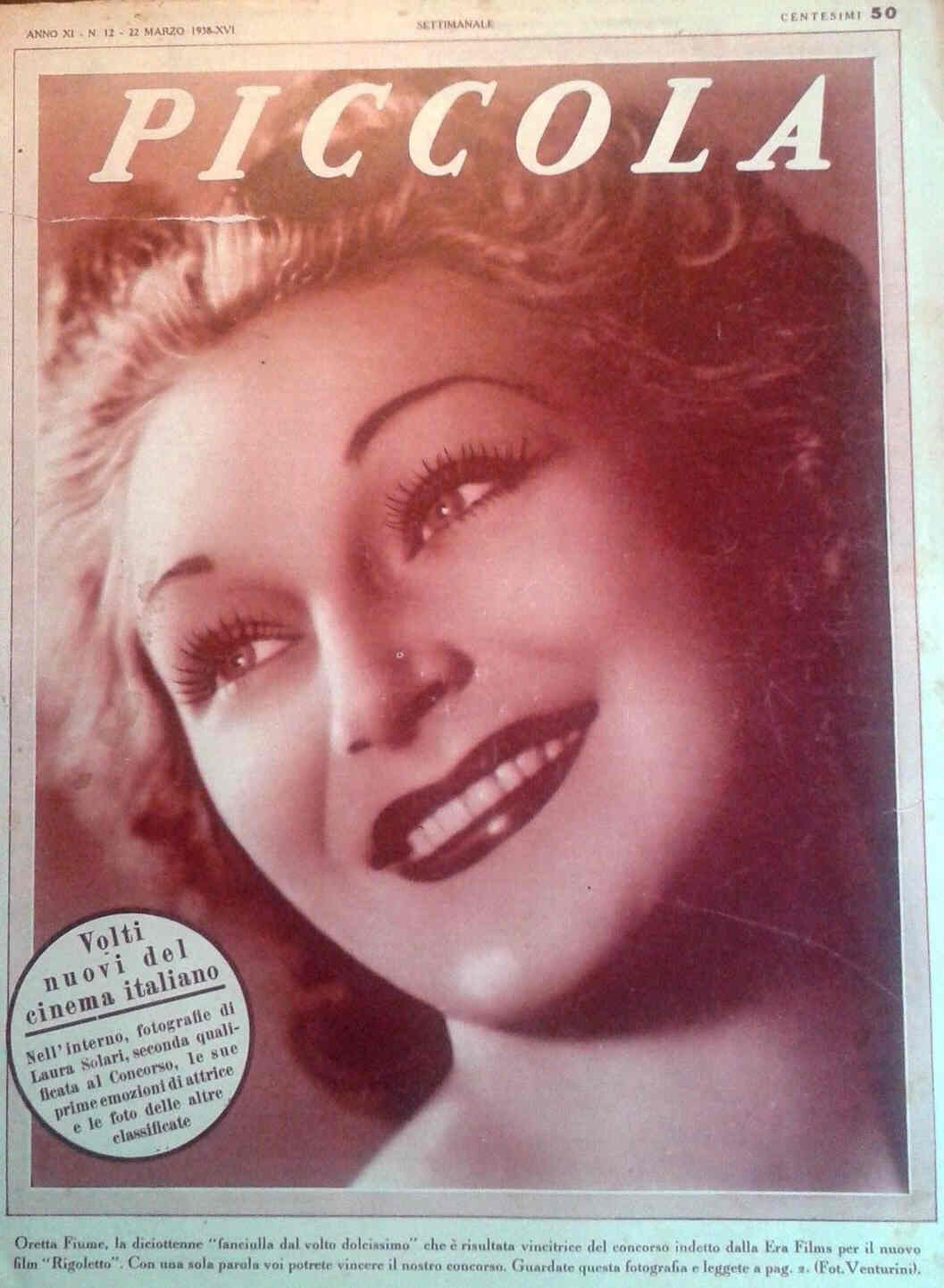PICCOLA magazine side cover Issue 12 22 March 1938