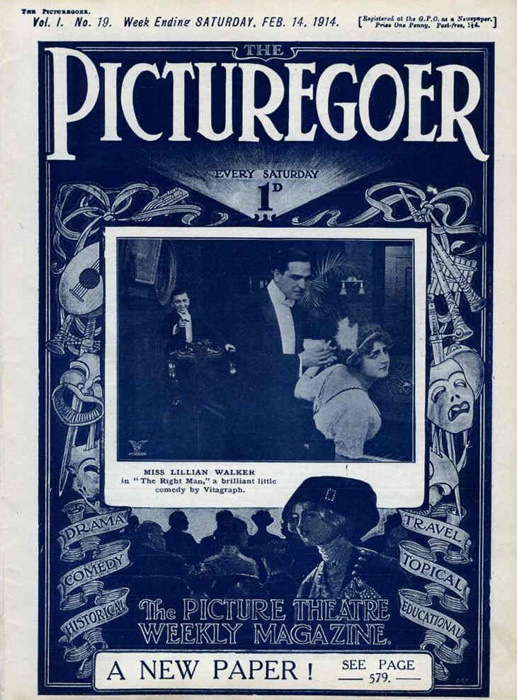 PICTUREGOER magazine side cover Issue 19 14 February 1914