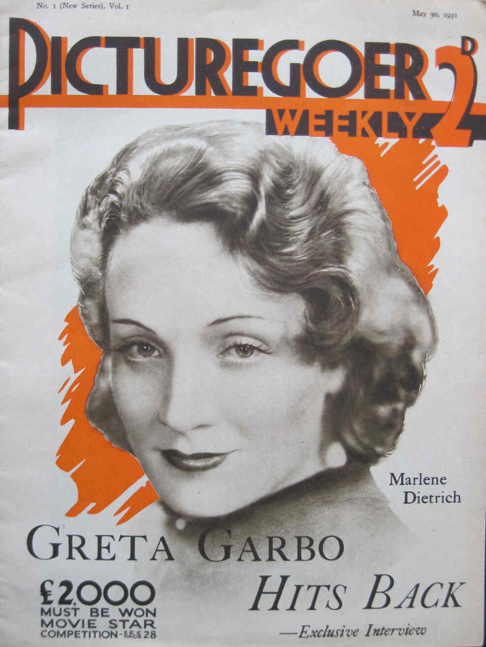 PICTUREGOER magazine side cover Issue 1  Weekly 30 May 1931