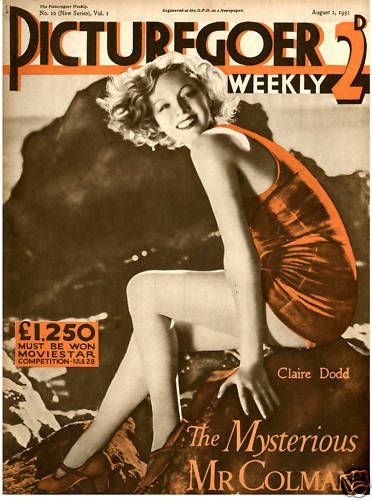 PICTUREGOER magazine side cover Issue 10  Weekly 1 August 1931