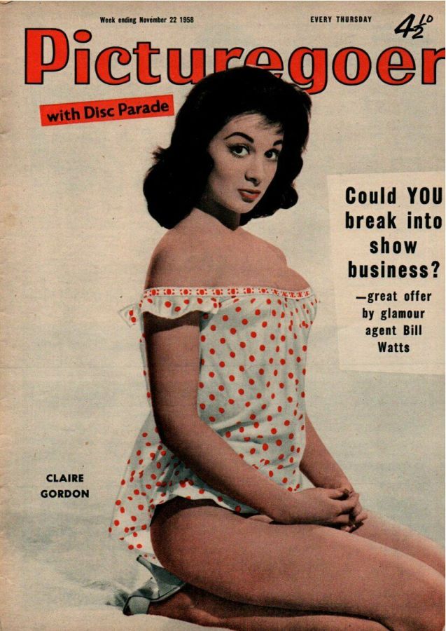 PICTUREGOER magazine side cover Issue 1229  Weekly 22 November 1958