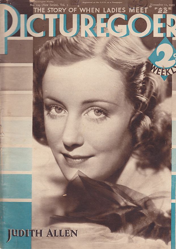 PICTUREGOER magazine side cover Issue 129  Weekly 11 November 1933