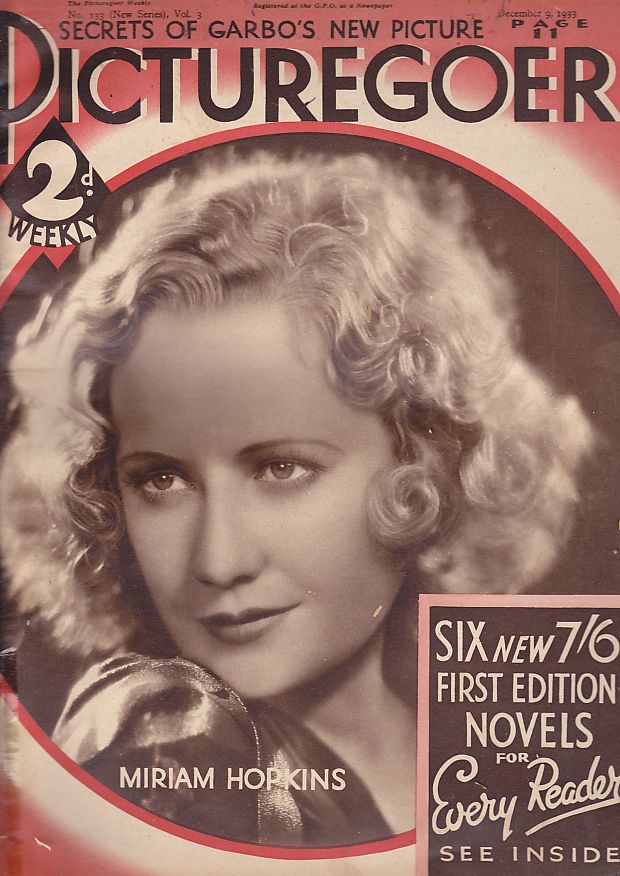 PICTUREGOER magazine side cover Issue 133  Weekly 9 December 1933