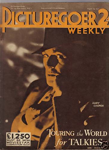 PICTUREGOER magazine side cover Issue 14  Weekly 29 August 1931