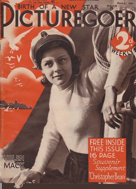 PICTUREGOER magazine side cover Issue 149  Weekly 31 March 1934