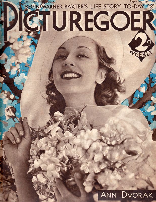 PICTUREGOER magazine side cover Issue 168  Weekly 11 August 1934
