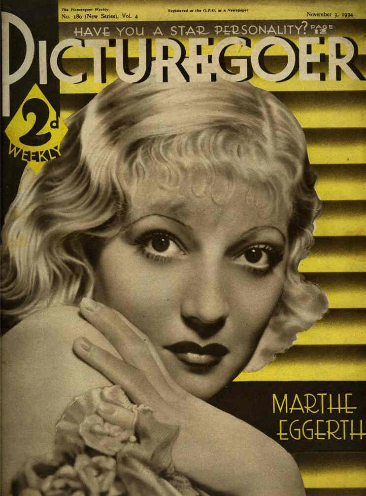 PICTUREGOER magazine side cover Issue 180  Weekly 3 November 1934