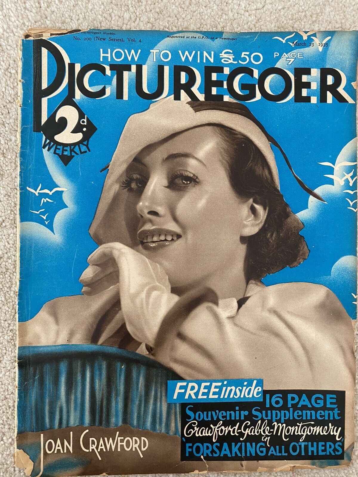 PICTUREGOER magazine side cover Issue 200  Weekly 23 March 1935