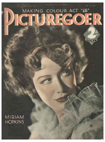 PICTUREGOER magazine side cover Issue 216  Weekly 13 July 1935