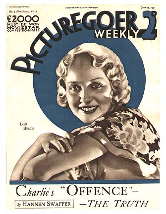 PICTUREGOER magazine side cover Issue 3  Weekly 13 June 1931