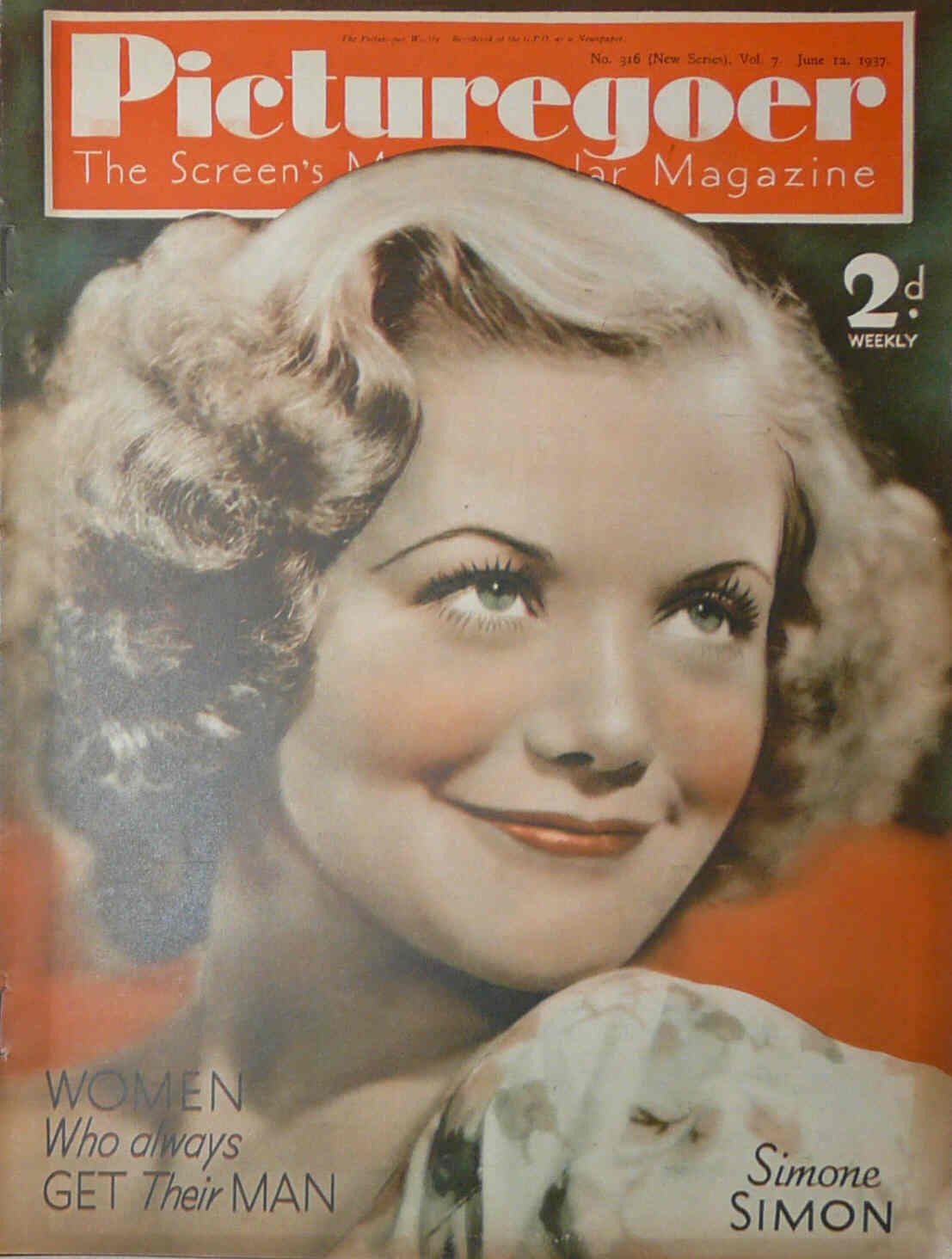 PICTUREGOER magazine side cover Issue 316  Weekly 12 June 1937