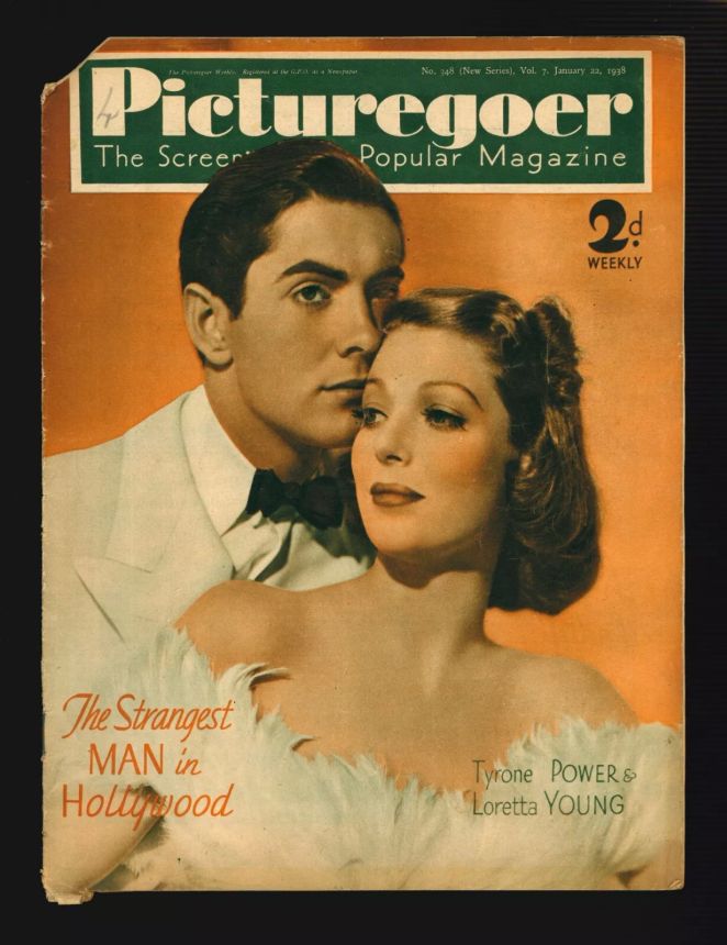 PICTUREGOER magazine side cover Issue 348  Weekly 22 January 1938
