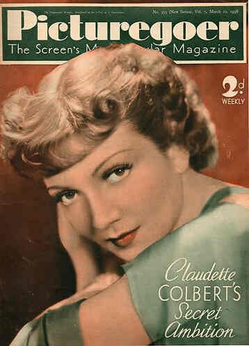 PICTUREGOER magazine side cover Issue 355  Weekly 12 March 1938