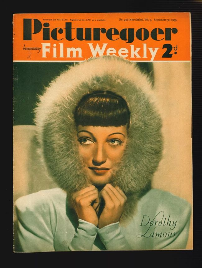 PICTUREGOER magazine side cover Issue 436  Weekly 30 September 1939