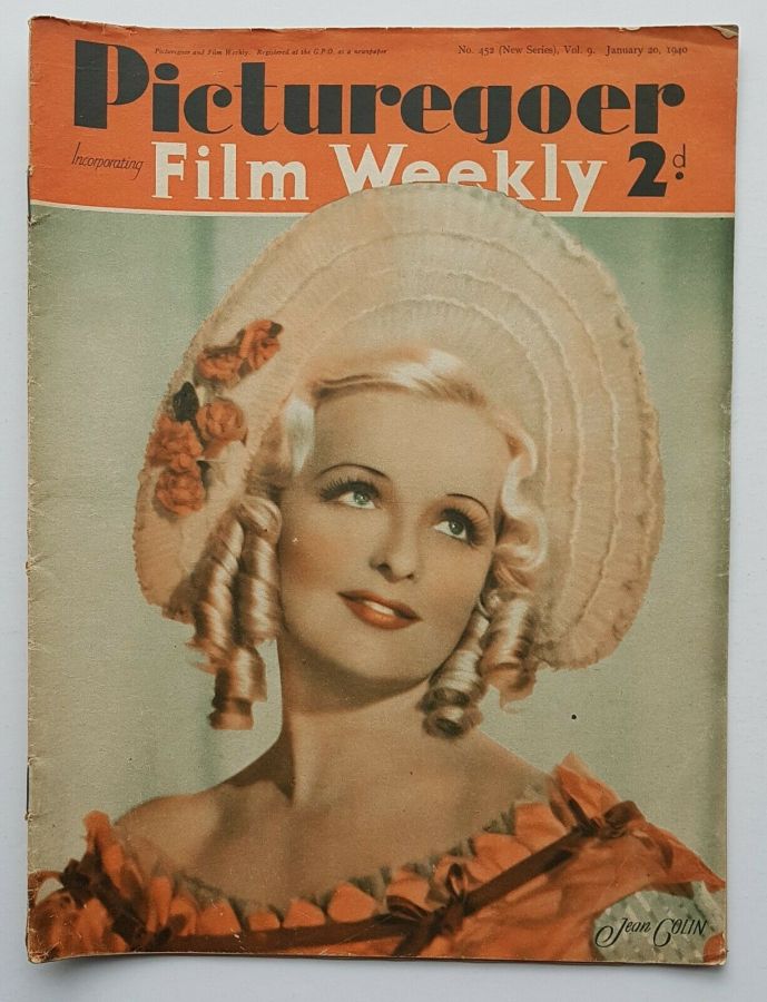 PICTUREGOER magazine side cover Issue 452  Weekly 20 January 1940