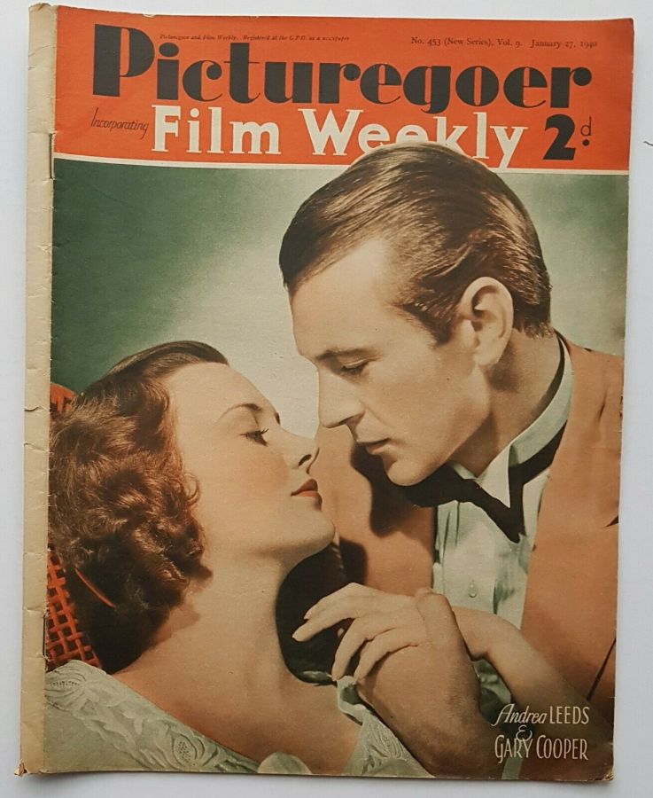 PICTUREGOER magazine side cover Issue 453  Weekly 27 January 1940