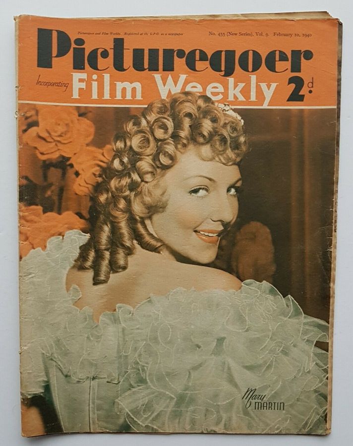 PICTUREGOER magazine side cover Issue 455  Weekly 10 February 1940