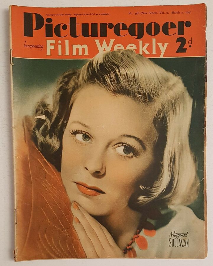PICTUREGOER magazine side cover Issue 458  Weekly 2 March 1940