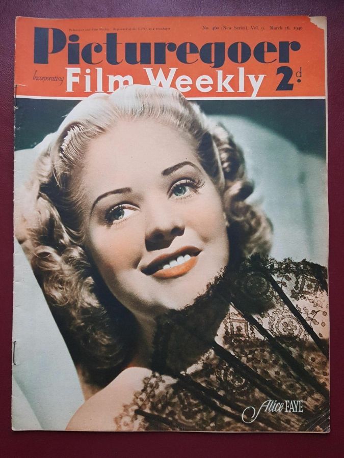 PICTUREGOER magazine side cover Issue 460  Weekly 16 March 1940