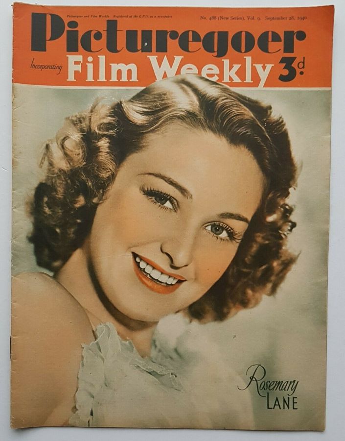 PICTUREGOER magazine side cover Issue 488  Weekly 28 September 1940