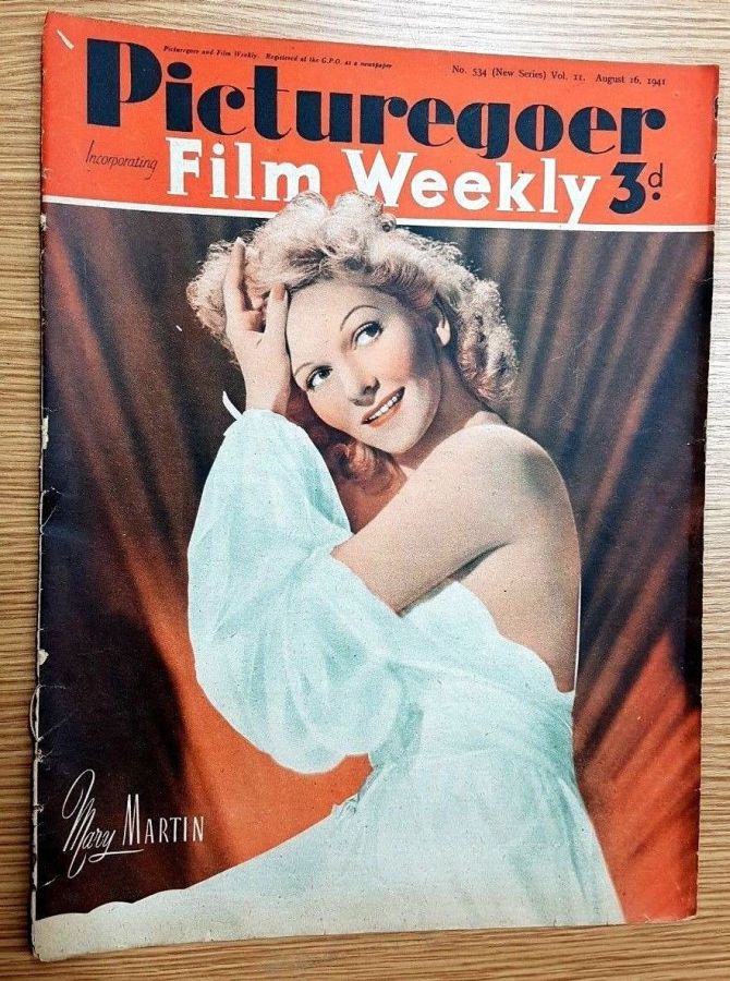 PICTUREGOER magazine side cover Issue 534  Weekly 16 August 1941