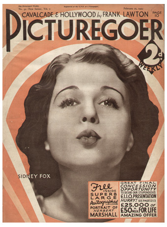 PICTUREGOER magazine side cover Issue 92  Weekly 25 February 1933