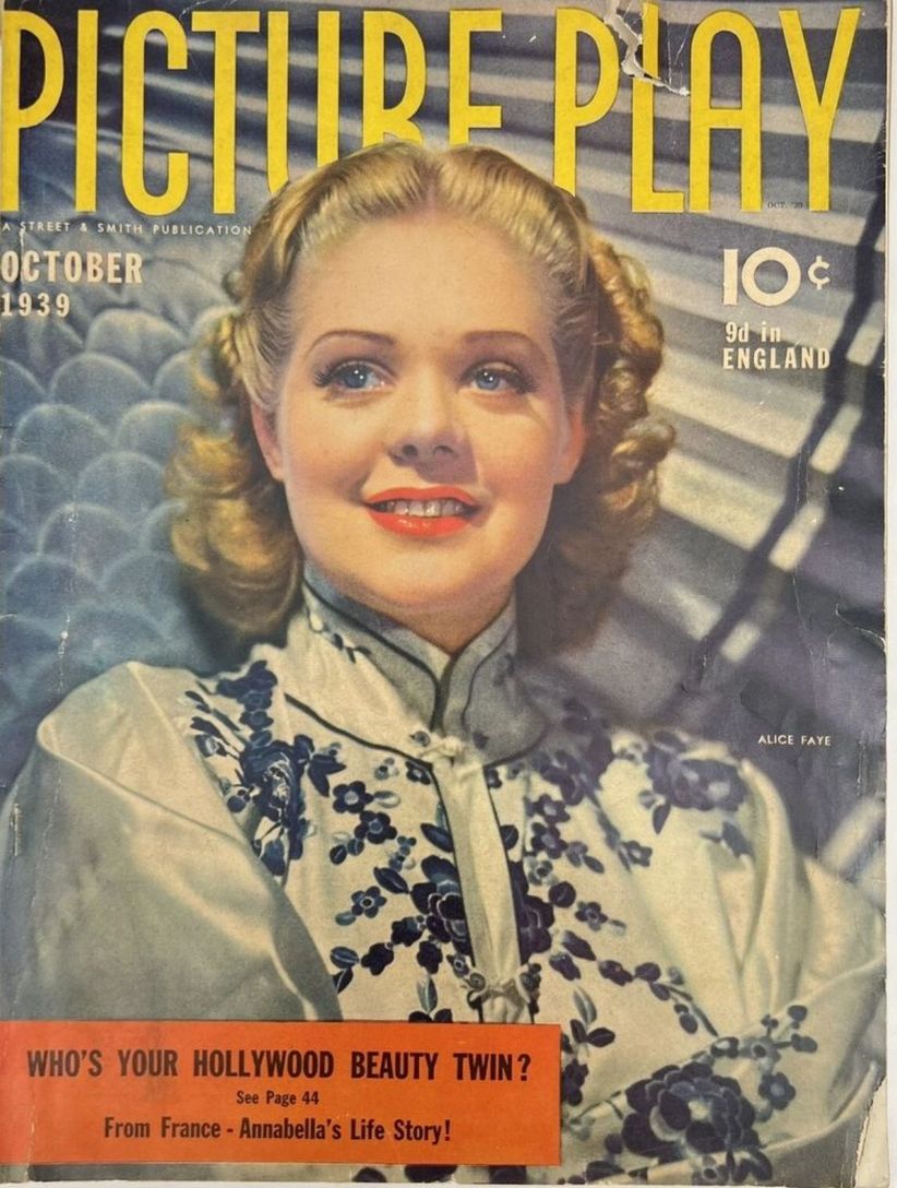 PICTURE PLAY magazine side cover October 1939