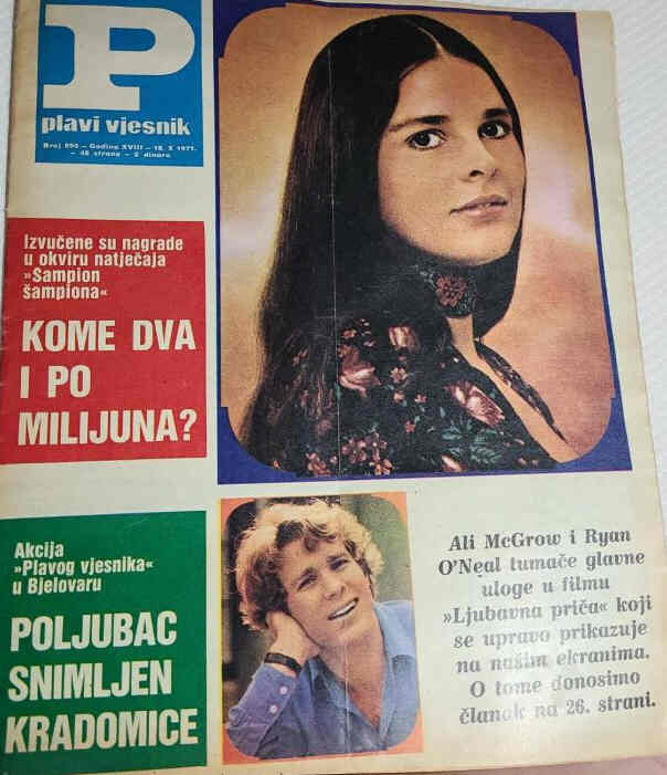 PLAVI VJESNIK magazine side cover Issue 890 18 October 1971