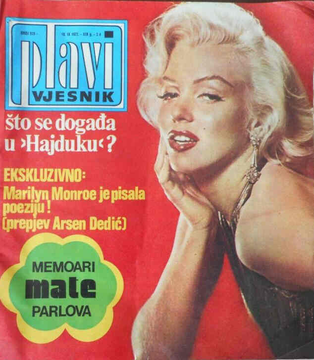 PLAVI VJESNIK magazine side cover Issue 939 18 September 1972