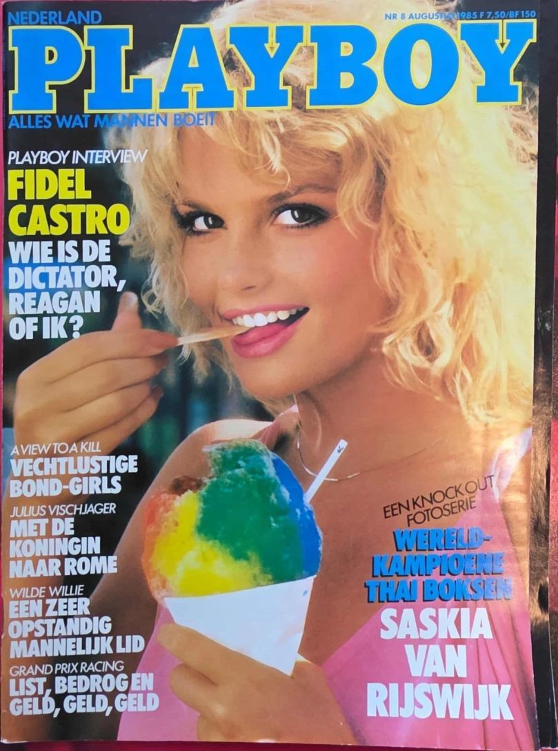 PLAYBOY NETHERLANDS magazine side cover  August 1985