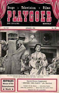 PLAYGOER magazine side cover January 1950