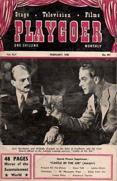 PLAYGOER magazine side cover February 1950