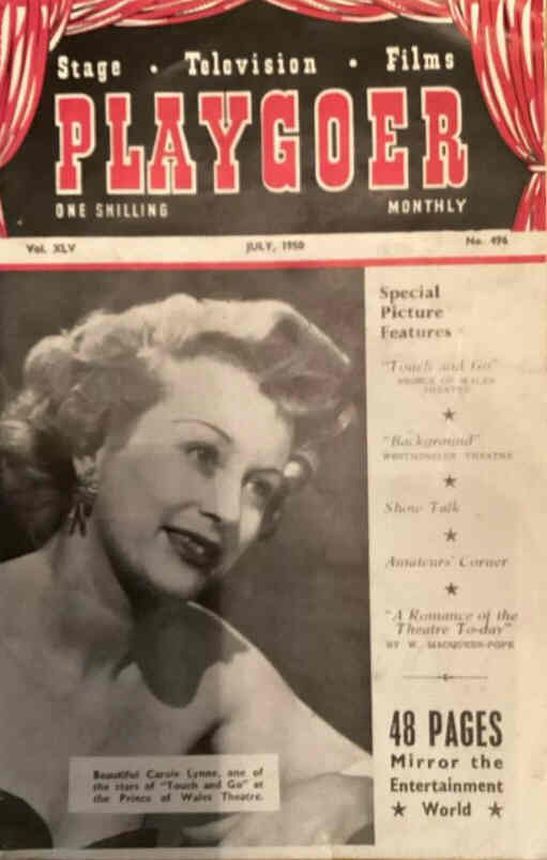 PLAYGOER magazine side cover Issue 496 July 1950