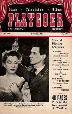 PLAYGOER magazine side cover October 1950