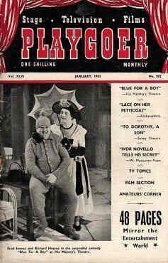 PLAYGOER magazine side cover January 1951