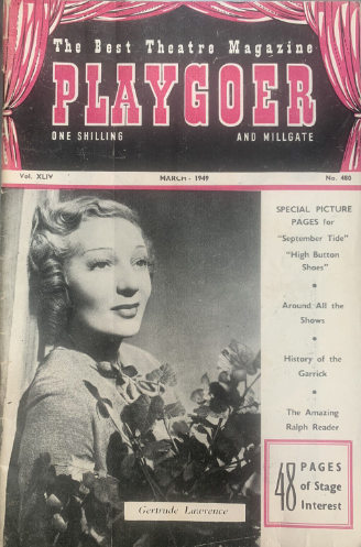 PLAYGOER magazine side cover Issue 480  March 1949