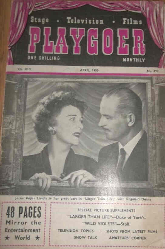 PLAYGOER magazine side cover Issue 493  April 1950