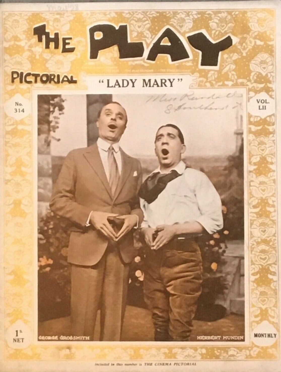 PLAY PICTORIAL magazine side cover Issue 314  May 1928