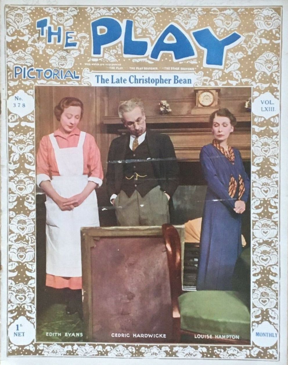 PLAY PICTORIAL magazine side cover Issue 378  September 1933