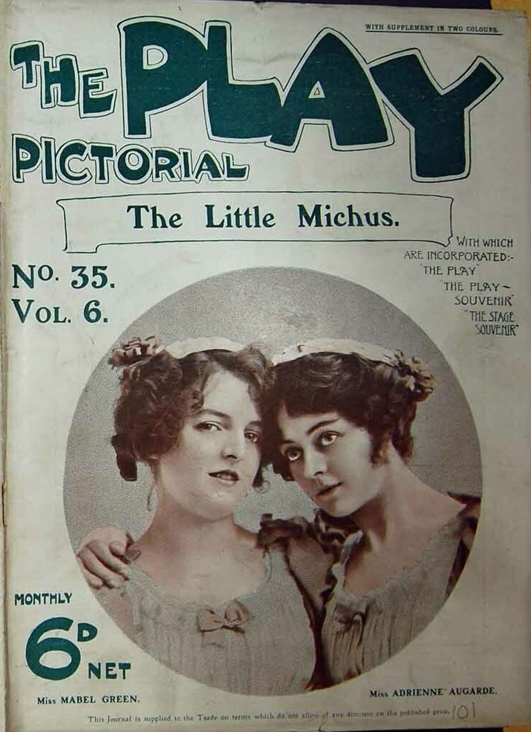 PLAY PICTORIAL magazine side cover Issue 35  Vol 6   1905