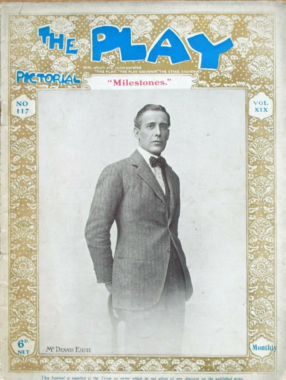 PLAY PICTORIAL magazine side cover Issue 117  Vol 19 No  117 5 March 1912