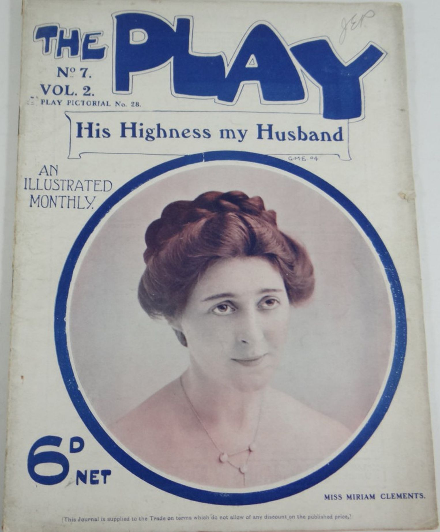 PLAY PICTORIAL magazine side cover Issue 28   1905
