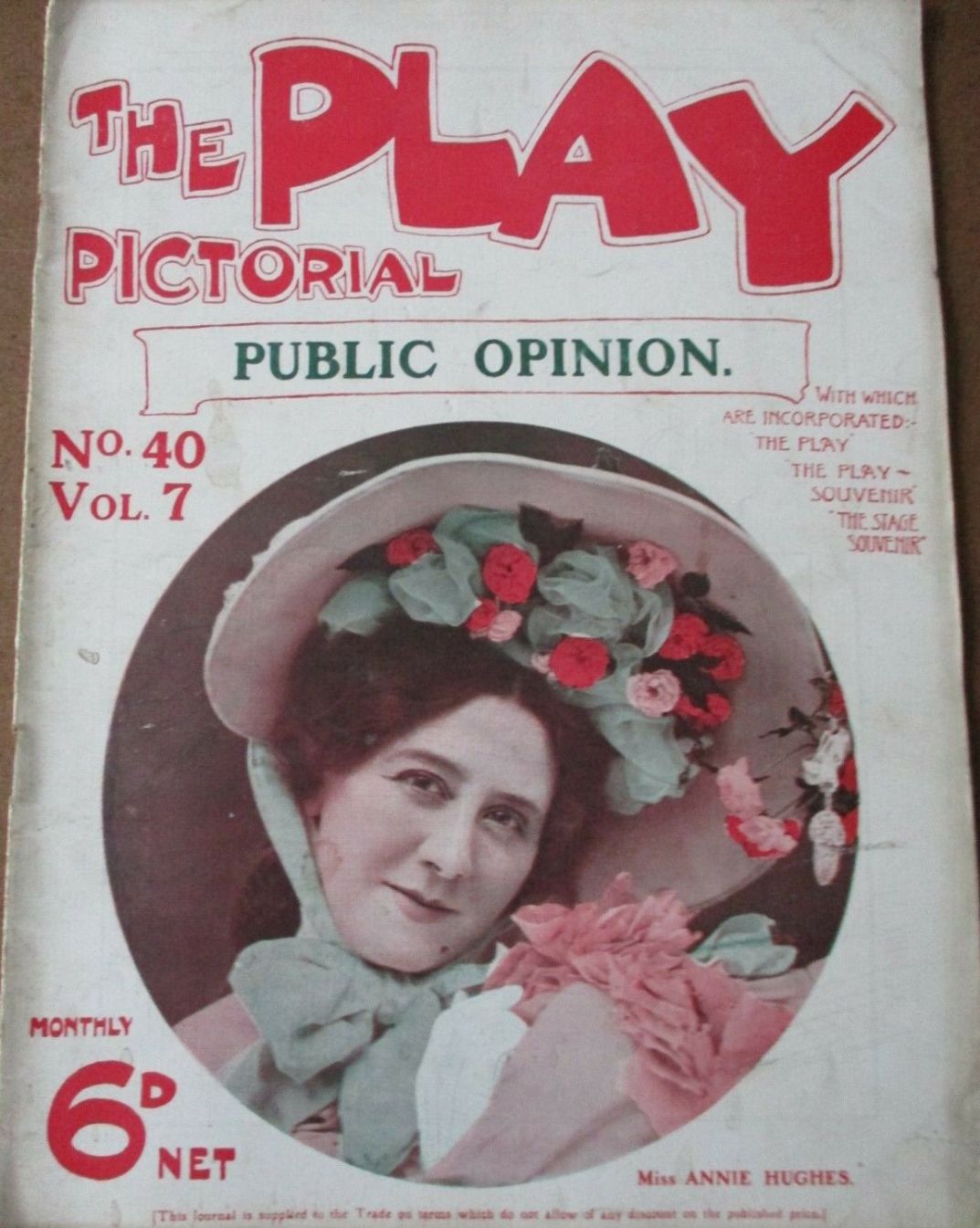 PLAY PICTORIAL magazine side cover Issue 40  Vol 7   1905
