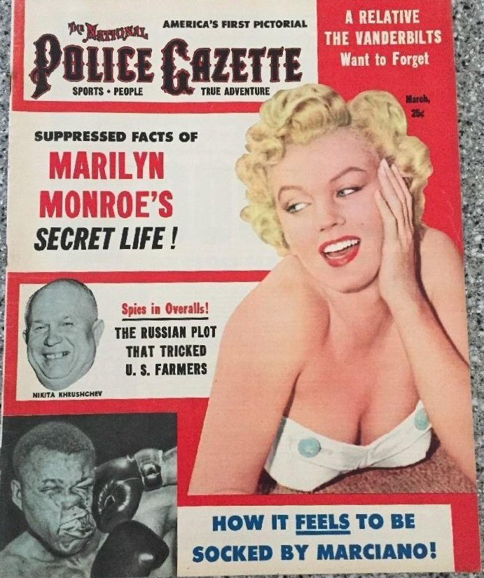 NATIONAL POLICE GAZETTE magazine side cover  March 1956